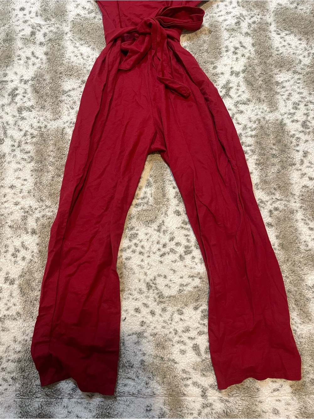 Mango red burgundy belted jumpsuit - Picture 6 of 8
